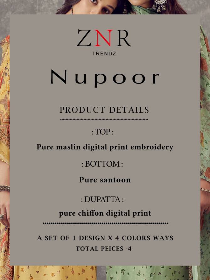 Znr Nupoor New Exclusive Wear Printed Designer Salwar Suits Collection
